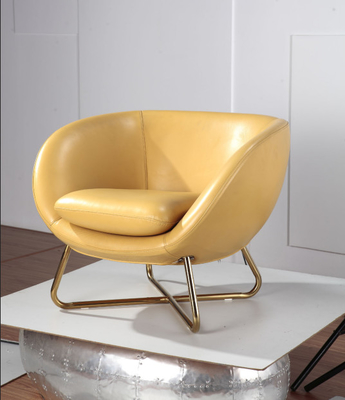 Leather Upholstered Modern Furniture Chairs , Yellow Leisure Lounge Chairs