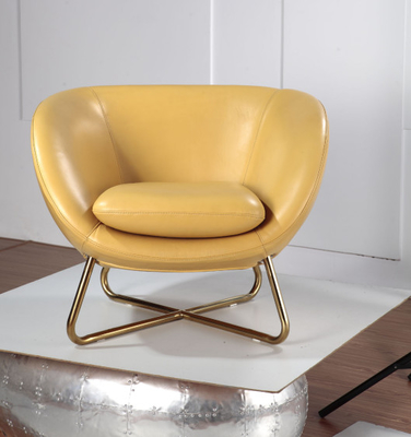 Leather Upholstered Modern Furniture Chairs , Yellow Leisure Lounge Chairs