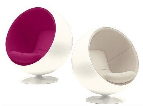 Red Fabric Upholstered Modern Swivel Chair Ball Shaped For Children