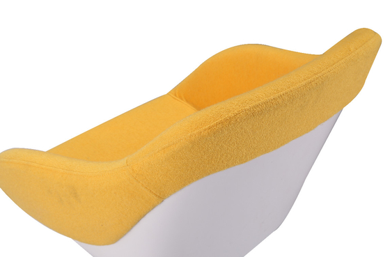 Yellow And White Fabric Swivel Tub Chair With Metal Chrome Base For Home