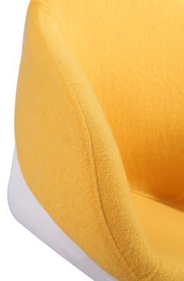 Yellow And White Fabric Swivel Tub Chair With Metal Chrome Base For Home