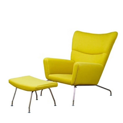 Velvet Upholstering Trong nhà Chaise Lounge Ghế gỗ rắn bên trong chân thép không gỉ