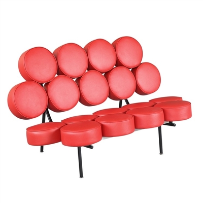 Ghế sofa da Marshmallow màu đen cổ điển cho phòng khách